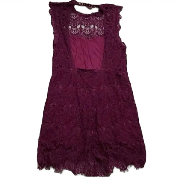Free People Daydream Lace Mini Dress in Magenta, Large - Picture 5 of 7
